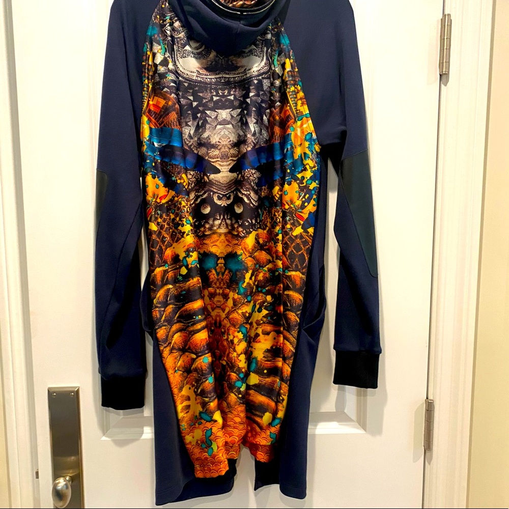 Long coat hoodie mixed fabric by Angleró New York
